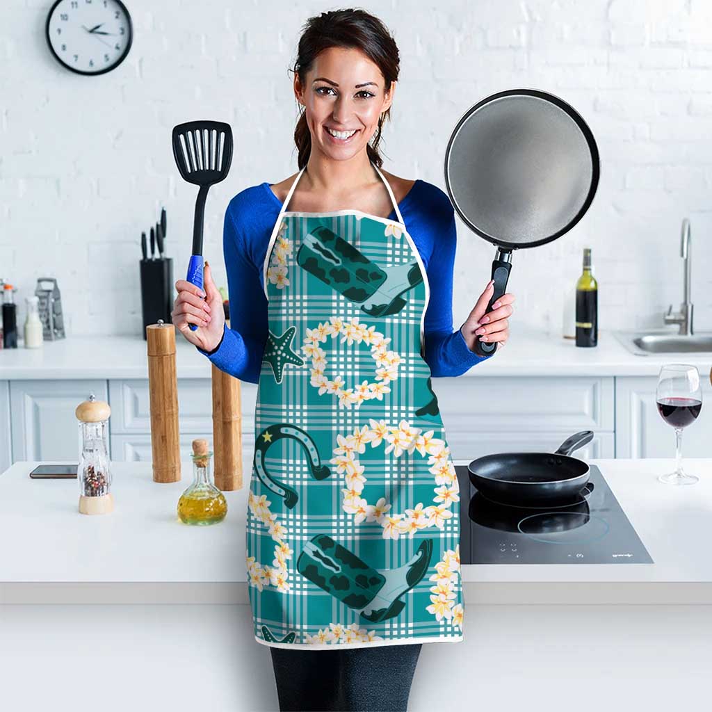 Aloha Hawaii Paniolo Teal Palaka Apron Coastal Rodeo - Polynesian Pride