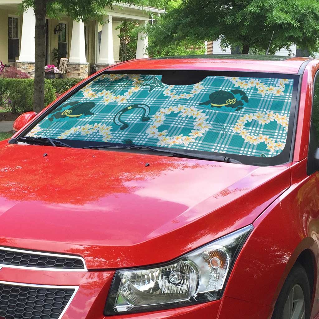 Aloha Hawaii Paniolo Teal Palaka Auto Sun Shade Coastal Rodeo - Polynesian Pride