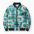 Aloha Hawaii Paniolo Teal Palaka Bomber Puffer Jacket Coastal Rodeo - Polynesian Pride