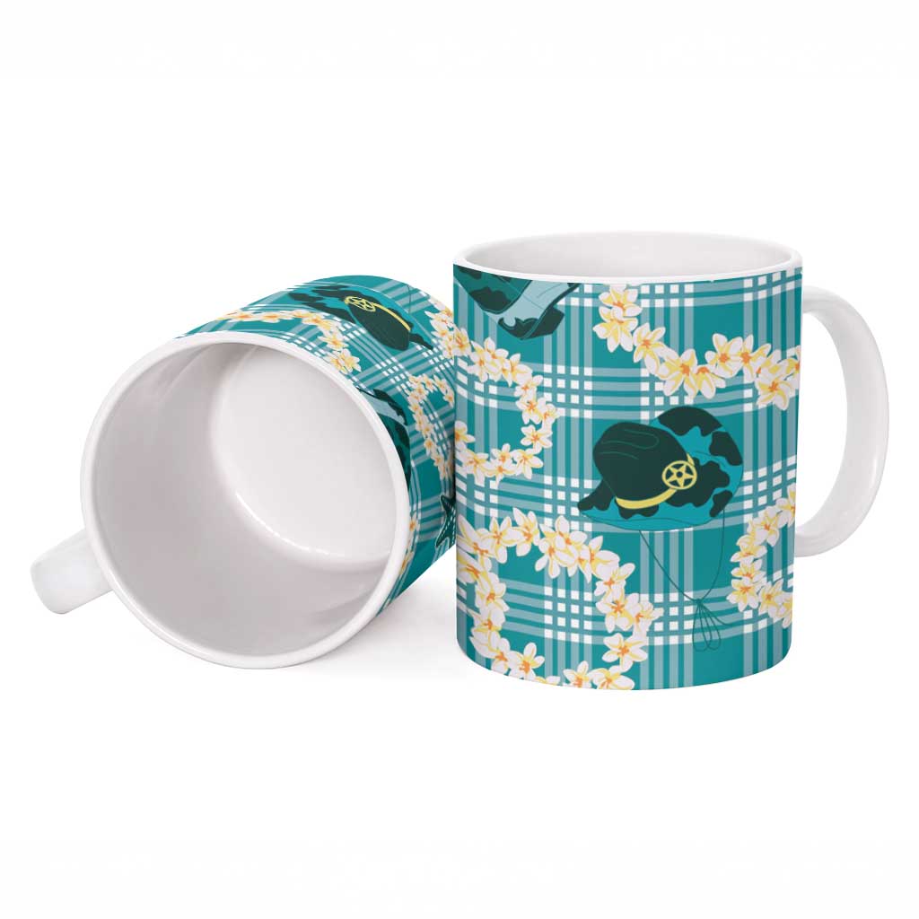 Aloha Hawaii Paniolo Teal Palaka Ceramic Mug Coastal Rodeo - Polynesian Pride