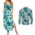 Aloha Hawaii Paniolo Teal Palaka Couples Matching Summer Maxi Dress and Long Sleeve Button Shirt Coastal Rodeo - Polynesian Pride