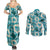Aloha Hawaii Paniolo Teal Palaka Couples Matching Summer Maxi Dress and Long Sleeve Button Shirt Coastal Rodeo - Polynesian Pride