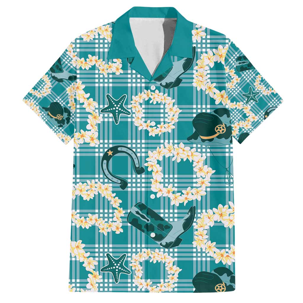 Aloha Hawaii Paniolo Teal Palaka Family Matching Puletasi and Hawaiian Shirt Coastal Rodeo - Polynesian Pride