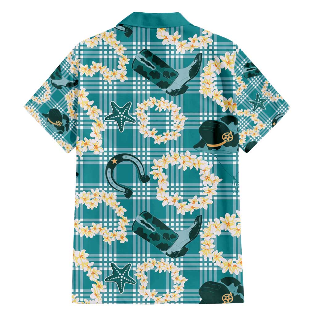 Aloha Hawaii Paniolo Teal Palaka Family Matching Summer Maxi Dress and Hawaiian Shirt Coastal Rodeo - Polynesian Pride