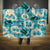 Aloha Hawaii Paniolo Teal Palaka Hooded Blanket Coastal Rodeo - Polynesian Pride