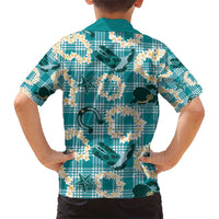 Aloha Hawaii Paniolo Teal Palaka Kid Hawaiian Shirt Coastal Rodeo - Polynesian Pride