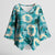 Aloha Hawaii Paniolo Teal Palaka Kimono Sleeve Blouse Coastal Rodeo - Polynesian Pride