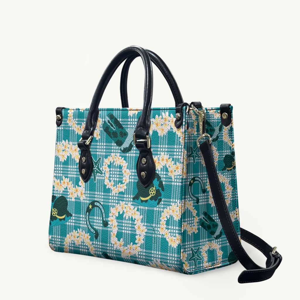 Aloha Hawaii Paniolo Teal Palaka Leather Bag Coastal Rodeo - Polynesian Pride