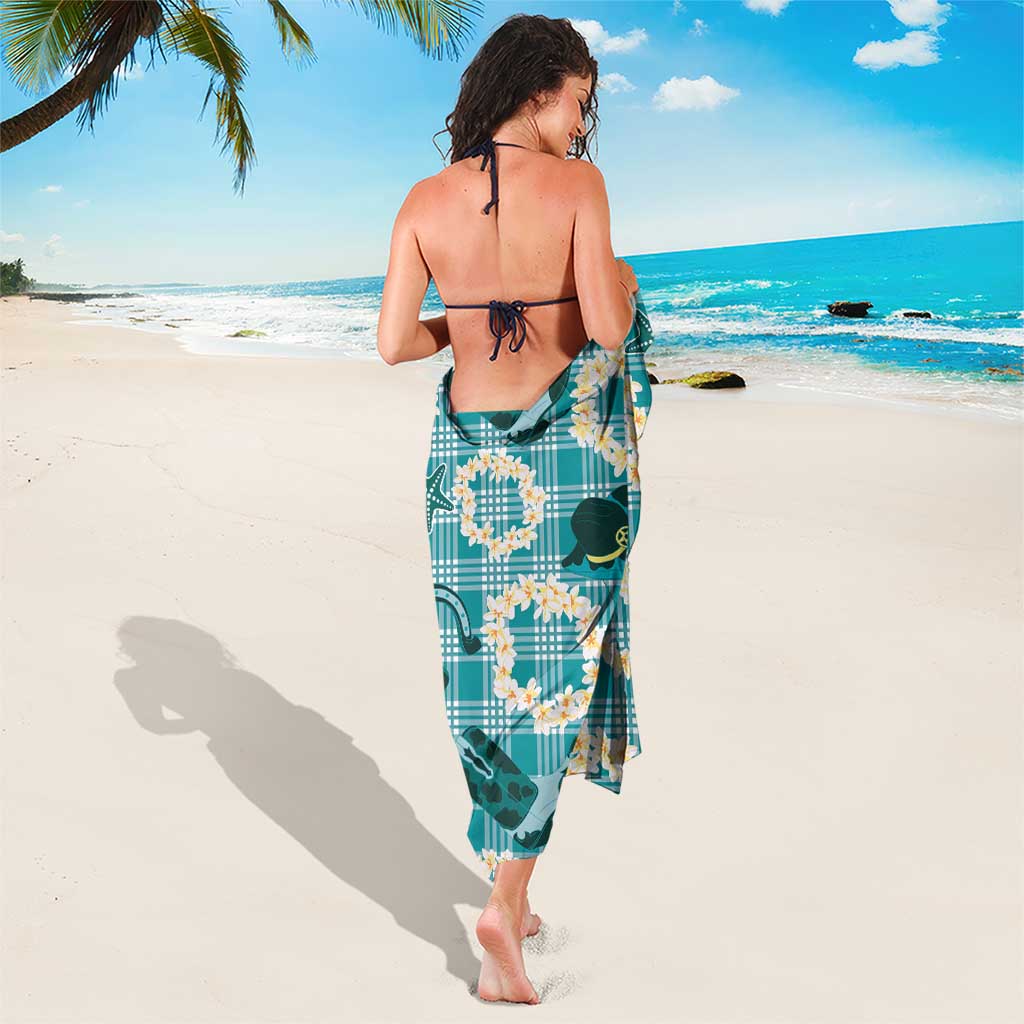 Aloha Hawaii Paniolo Teal Palaka Sarong Coastal Rodeo - Polynesian Pride