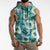 Aloha Hawaii Paniolo Teal Palaka Sleeveless Hoodie Coastal Rodeo - Polynesian Pride