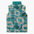 Aloha Hawaii Paniolo Teal Palaka Sleeveless Puffer Jacket Coastal Rodeo - Polynesian Pride