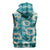 Aloha Hawaii Paniolo Teal Palaka Sleeveless Zip Hoodie Coastal Rodeo - Polynesian Pride