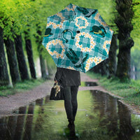 Aloha Hawaii Paniolo Teal Palaka Umbrella Coastal Rodeo - Polynesian Pride