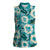 Aloha Hawaii Paniolo Teal Palaka Women Sleeveless Polo Shirt Coastal Rodeo - Polynesian Pride