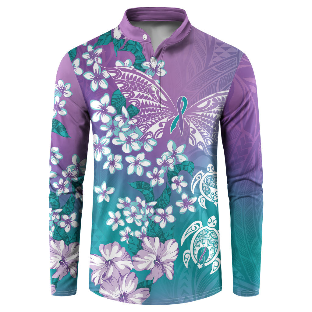 Dreamy Butterfly Polynesian Purple Teal Tribal Art Button Sweatshirt Floral Vibes LT7 Purple Teal - Polynesian Pride
