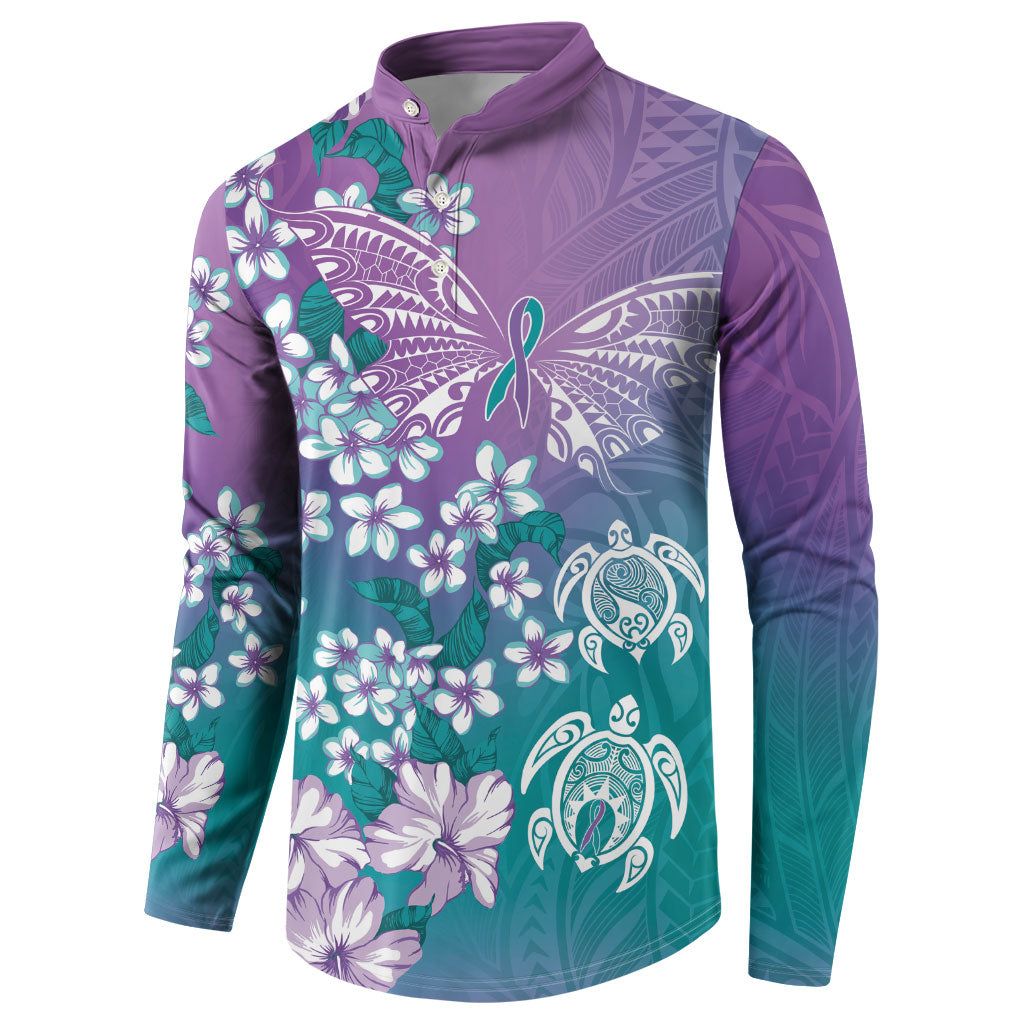 Dreamy Butterfly Polynesian Purple Teal Tribal Art Button Sweatshirt Floral Vibes LT7 - Polynesian Pride