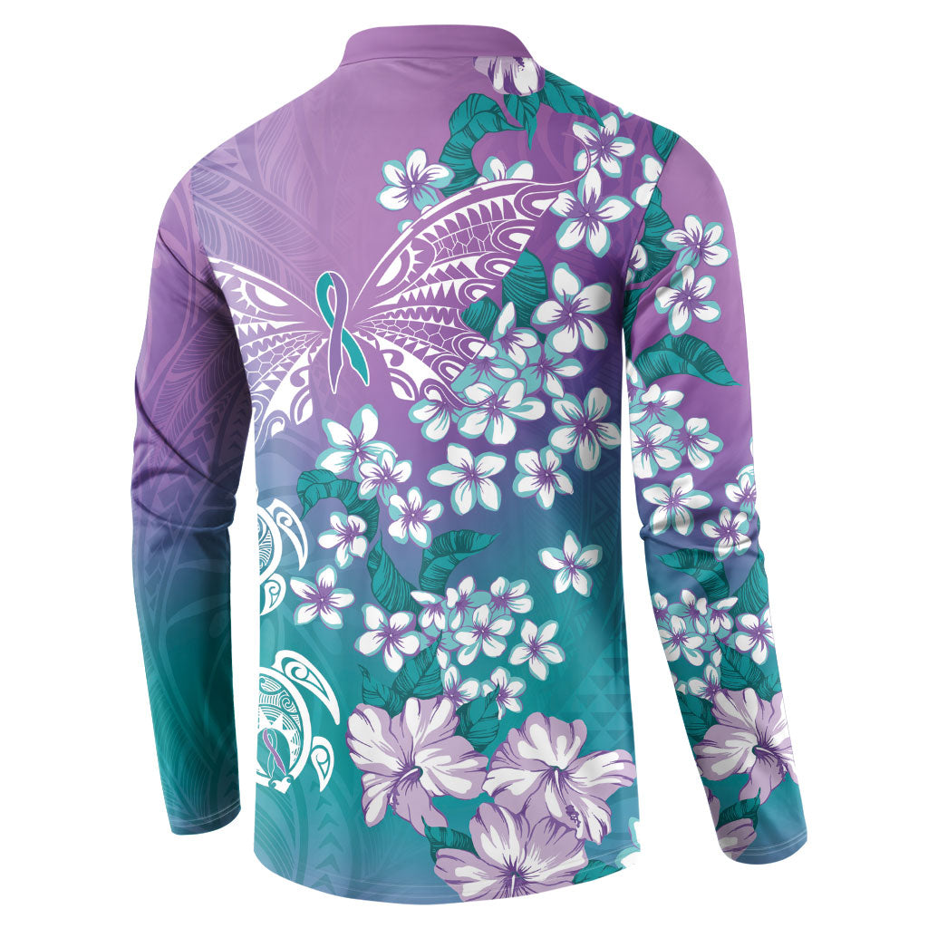 Dreamy Butterfly Polynesian Purple Teal Tribal Art Button Sweatshirt Floral Vibes LT7 - Polynesian Pride