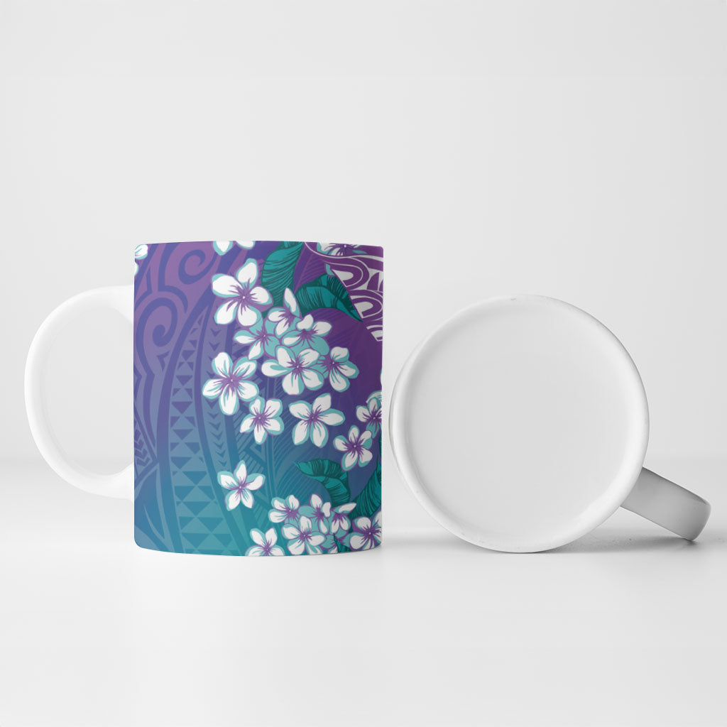 Dreamy Butterfly Polynesian Purple Teal Tribal Art Ceramic Mug Floral Vibes LT7 - Polynesian Pride