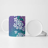 Dreamy Butterfly Polynesian Purple Teal Tribal Art Ceramic Mug Floral Vibes LT7 - Polynesian Pride