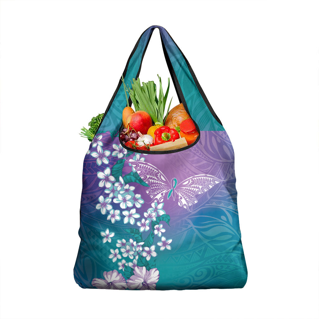 Dreamy Butterfly Polynesian Purple Teal Tribal Art Grocery Bag Floral Vibes LT7 1-pack One Size Purple Teal - Polynesian Pride
