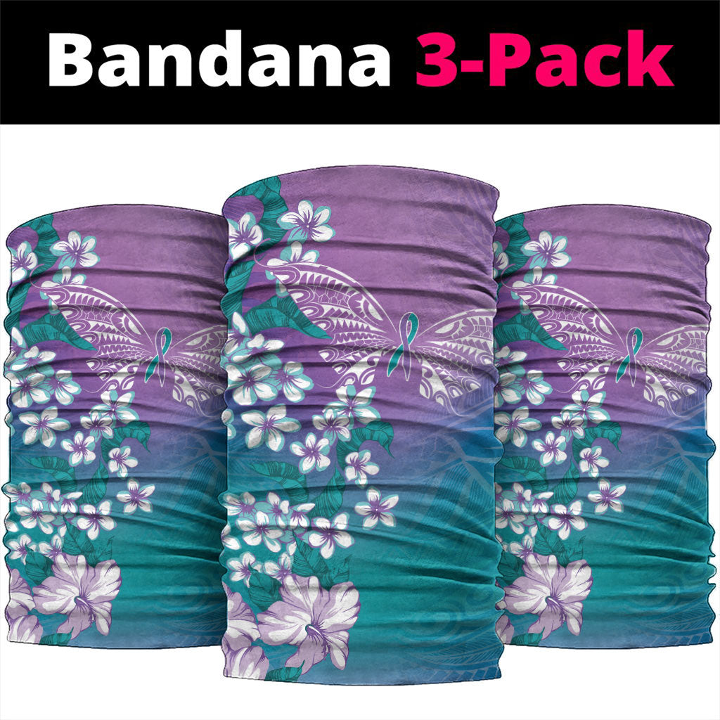 Dreamy Butterfly Polynesian Purple Teal Tribal Art Neck Gaiter Floral Vibes LT7 package One Size: 25*50cm Purple Teal - Polynesian Pride