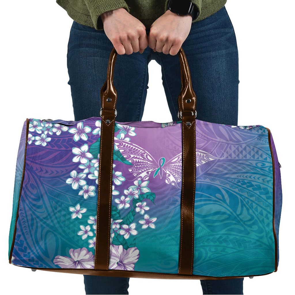 Dreamy Butterfly Polynesian Purple Teal Tribal Art Travel Bag Floral Vibes