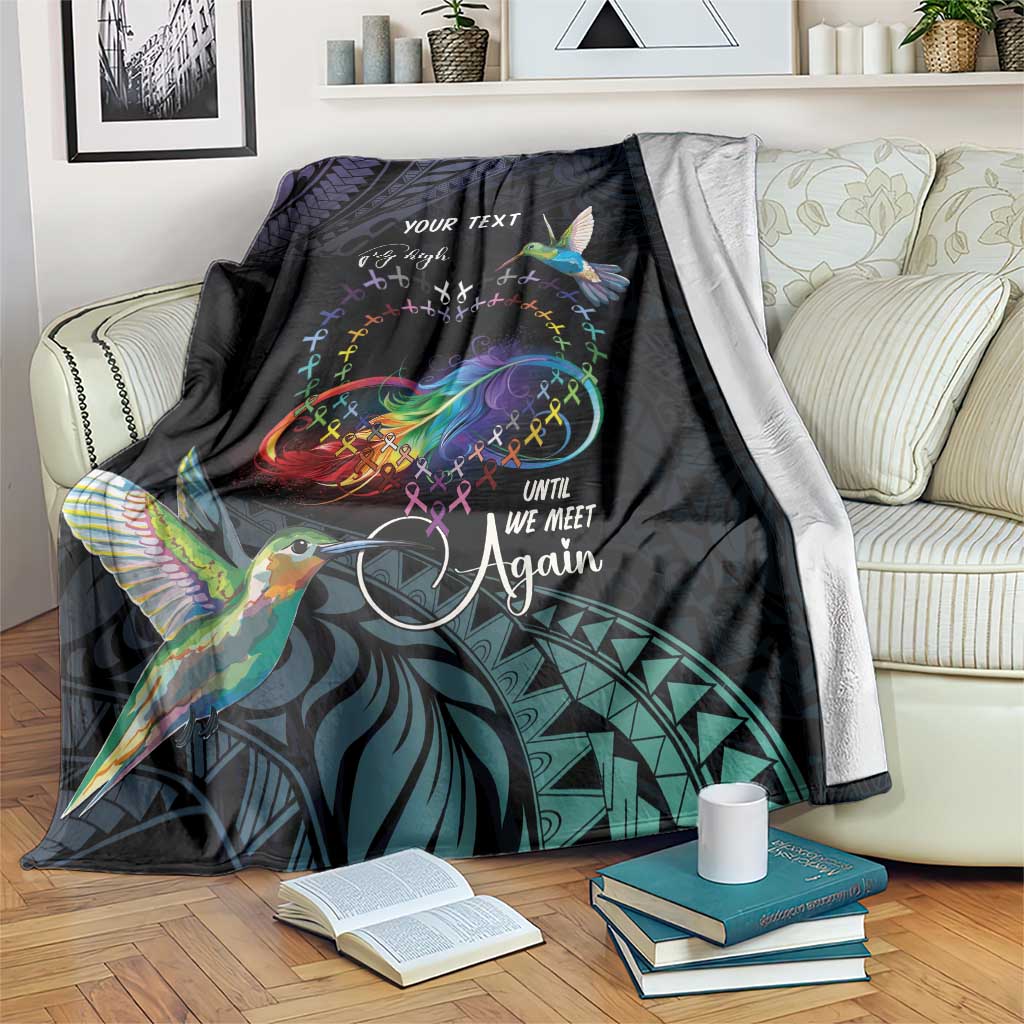 Polynesian Cancers Awareness Blanket Hummingbird - Fly High Until We Meet Again