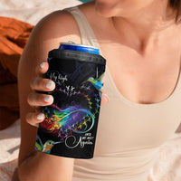 Polynesian Cancers Awareness 4 in 1 Can Cooler Tumbler Hummingbird - Fly High Until We Meet Again