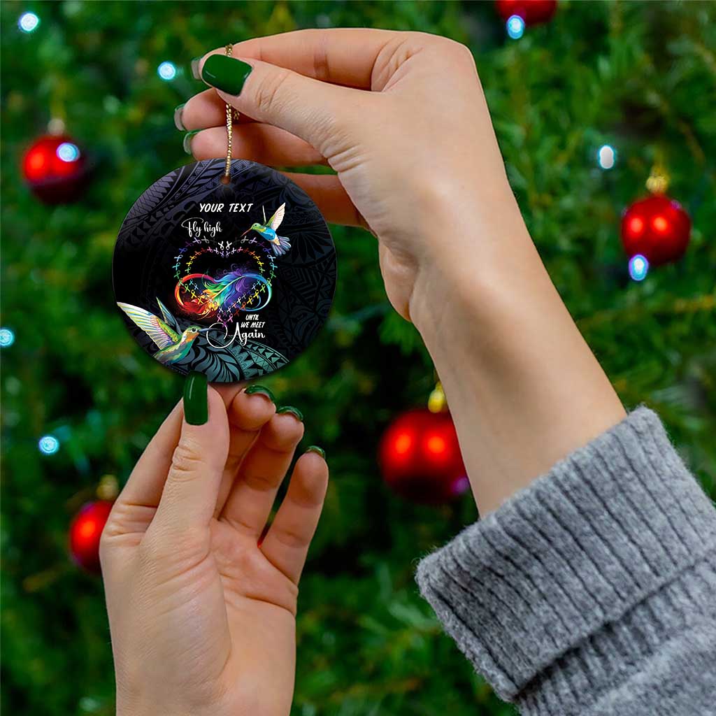 Polynesian Cancers Awareness Ceramic Ornament Hummingbird - Fly High Until We Meet Again