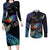 Polynesian Cancers Awareness Couples Matching Long Sleeve Bodycon Dress and Long Sleeve Button Shirt Hummingbird - Fly High Until We Meet Again
