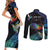 Polynesian Cancers Awareness Couples Matching Short Sleeve Bodycon Dress and Long Sleeve Button Shirt Hummingbird - Fly High Until We Meet Again