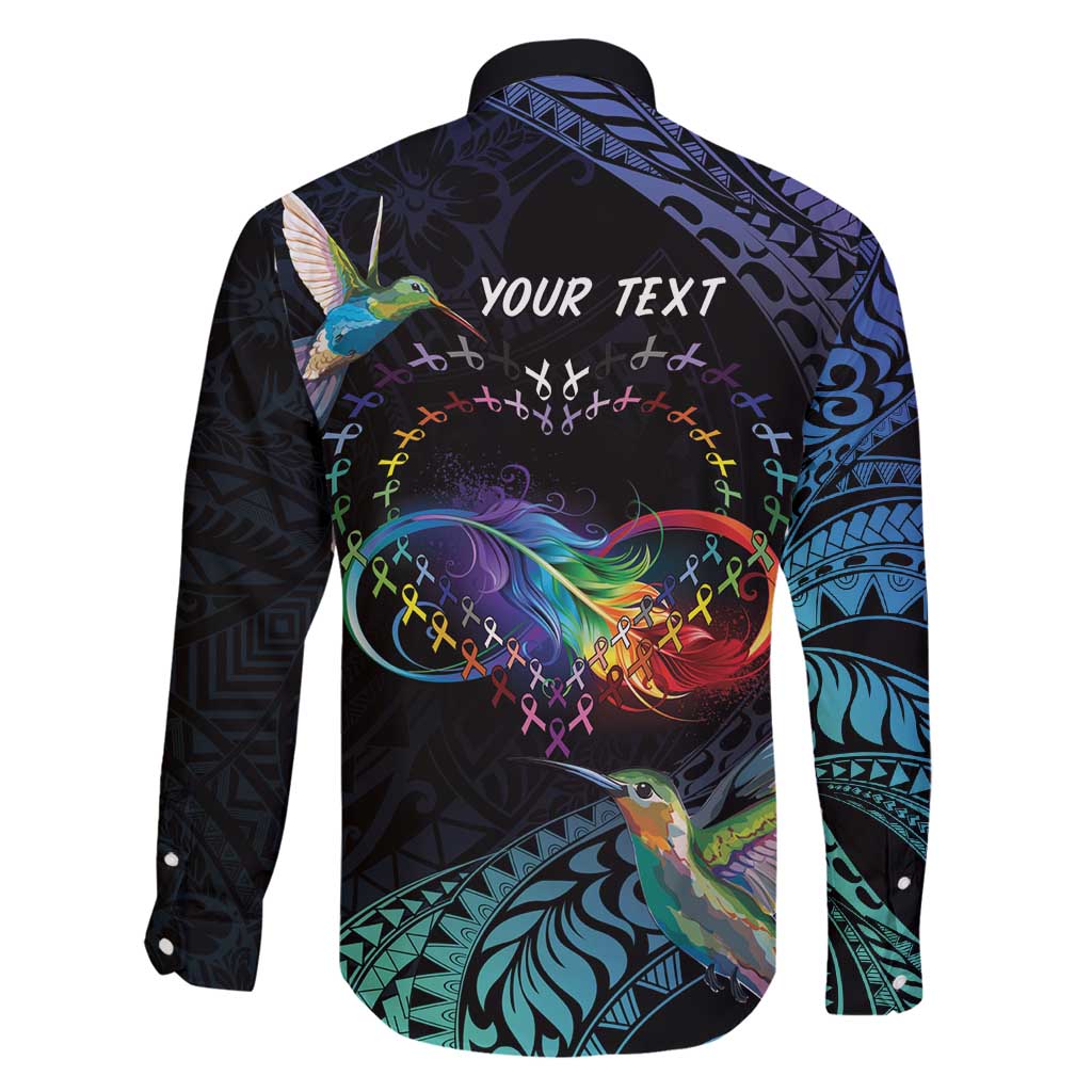 Polynesian Cancers Awareness Family Matching Tank Maxi Dress and Hawaiian Shirt Hummingbird - Fly High Until We Meet Again