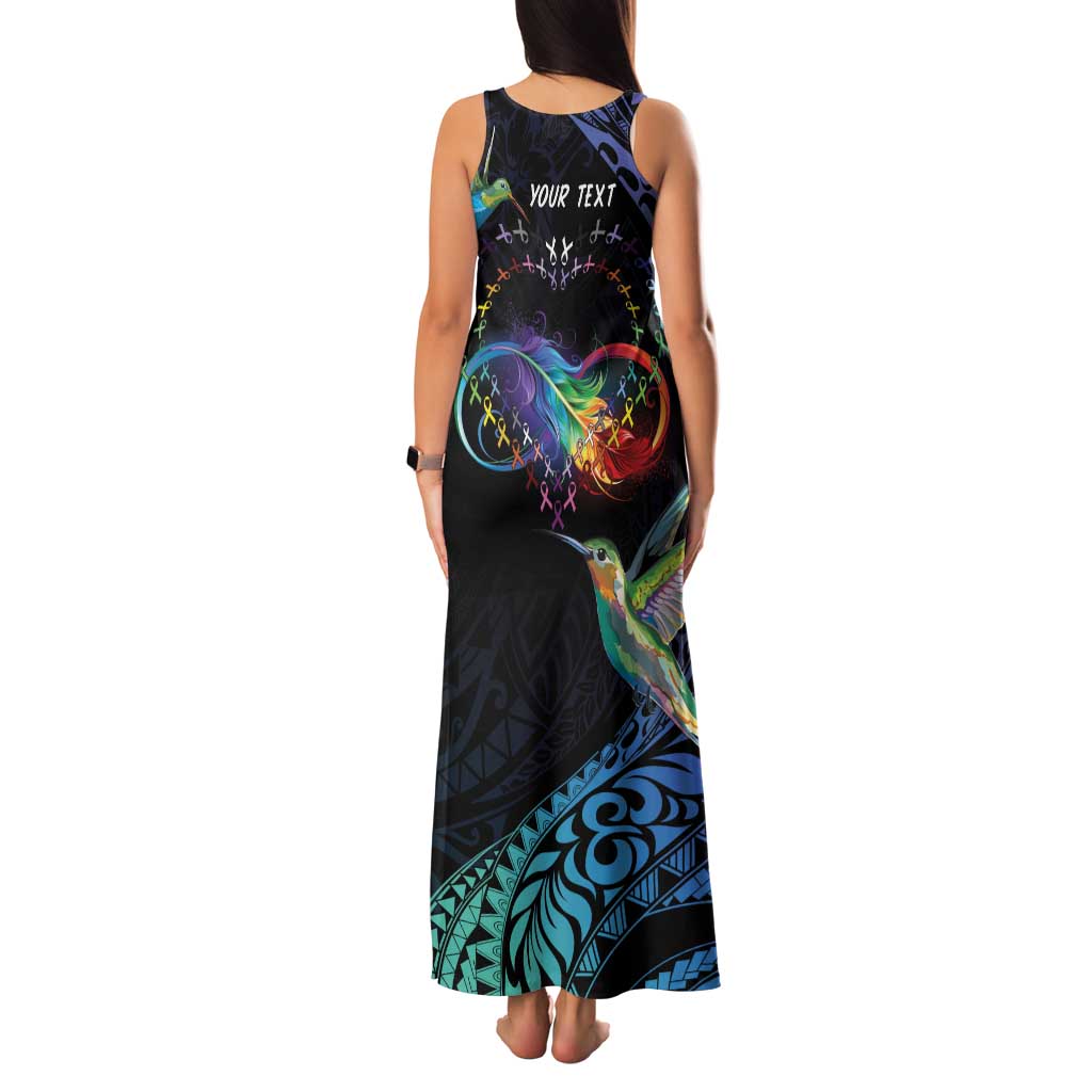 Polynesian Cancers Awareness Family Matching Tank Maxi Dress and Hawaiian Shirt Hummingbird - Fly High Until We Meet Again
