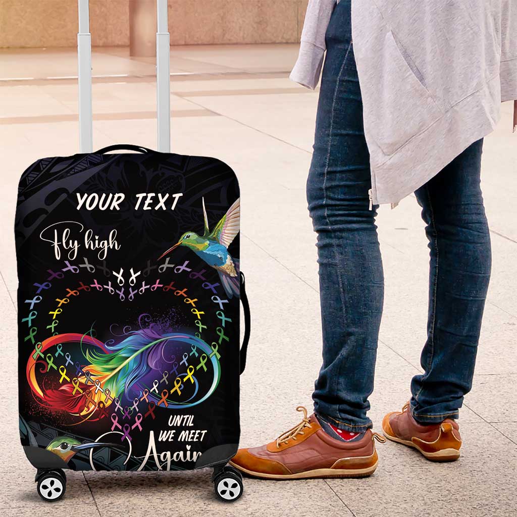 Polynesian Cancers Awareness Luggage Cover Hummingbird - Fly High Until We Meet Again