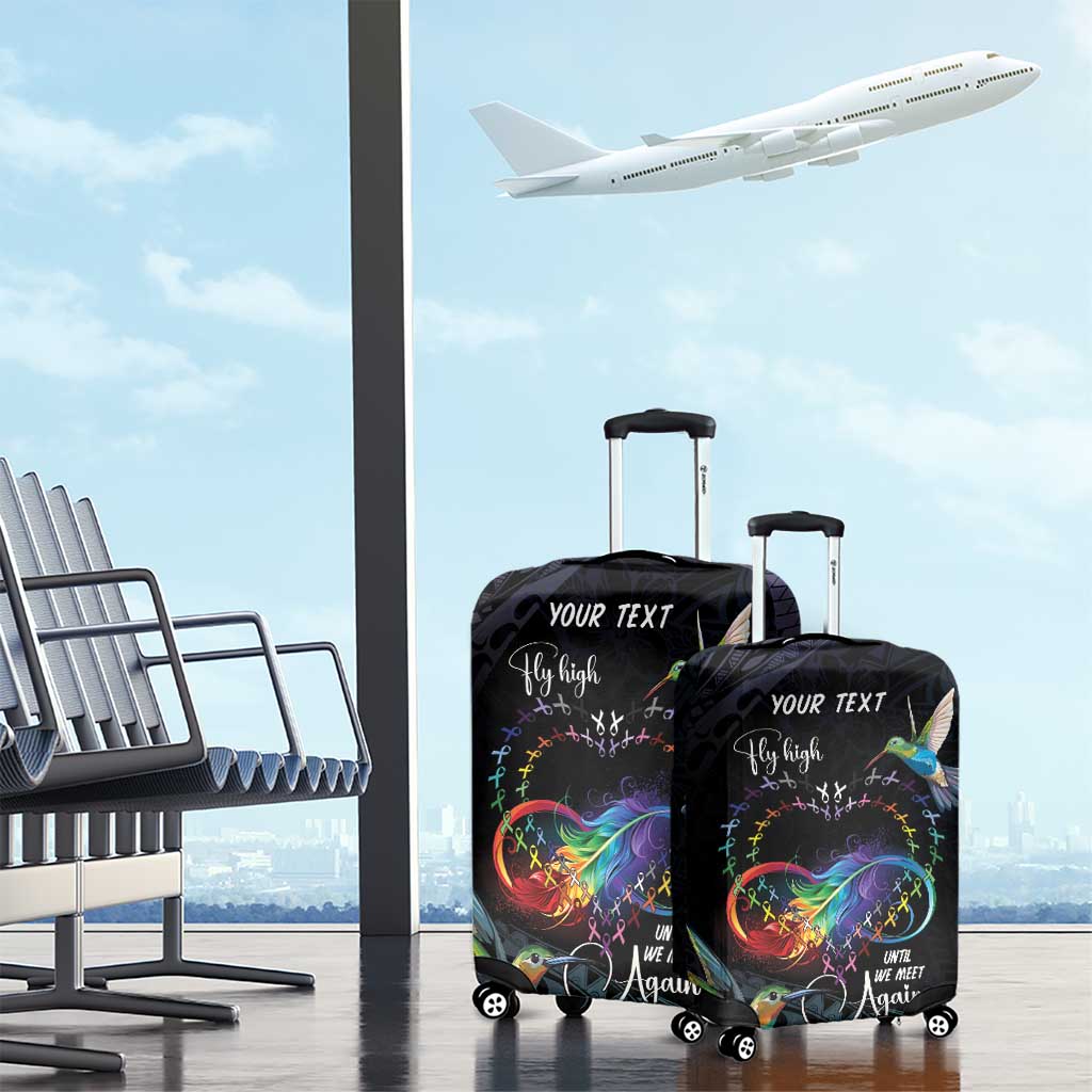 Polynesian Cancers Awareness Luggage Cover Hummingbird - Fly High Until We Meet Again