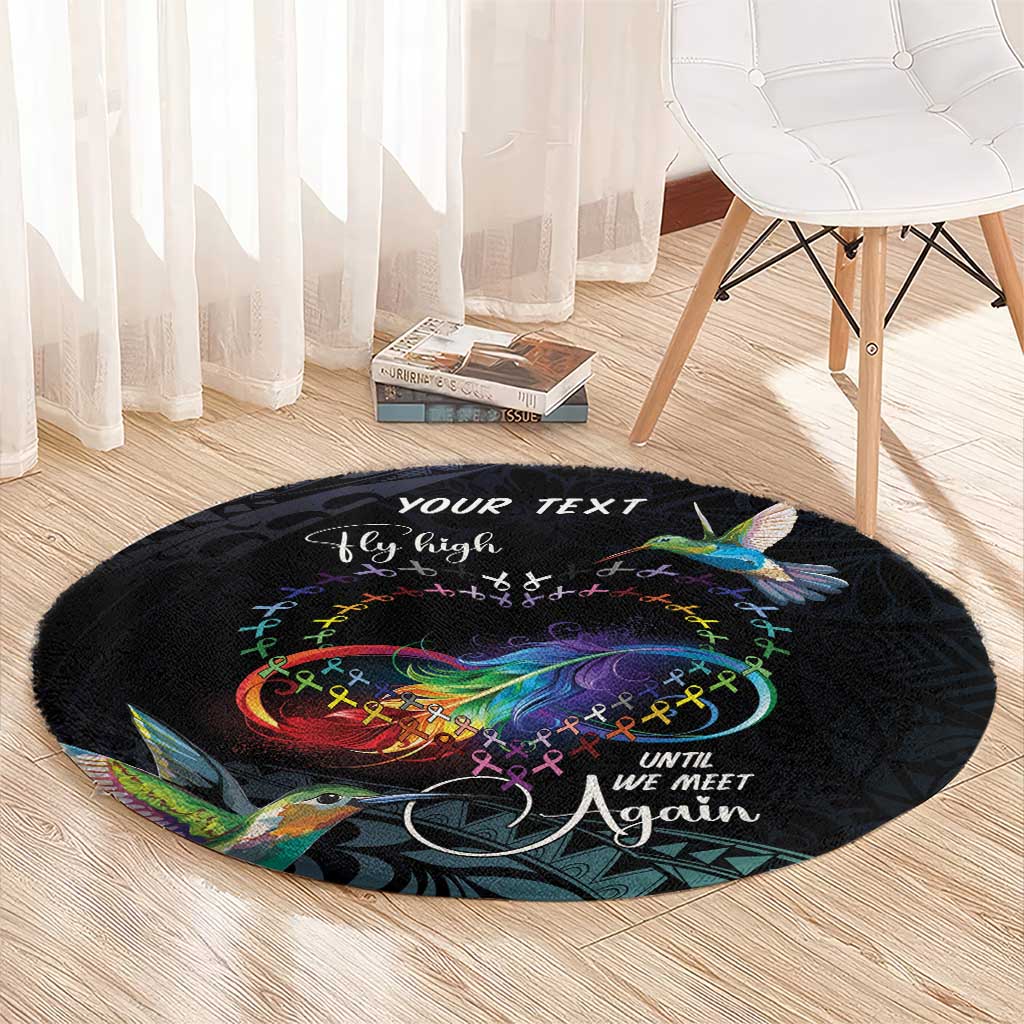 Polynesian Cancers Awareness Round Carpet Hummingbird - Fly High Until We Meet Again