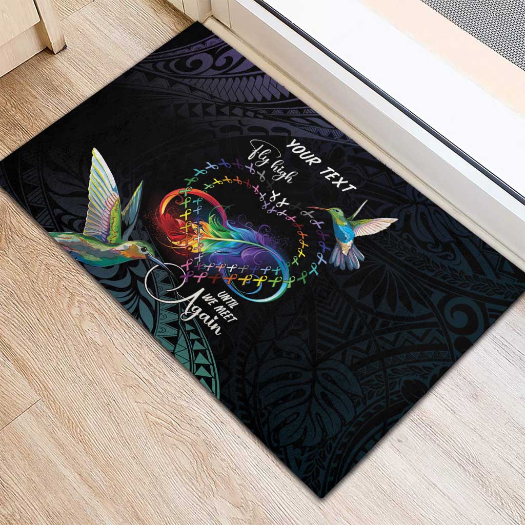 Polynesian Cancers Awareness Rubber Doormat Hummingbird - Fly High Until We Meet Again