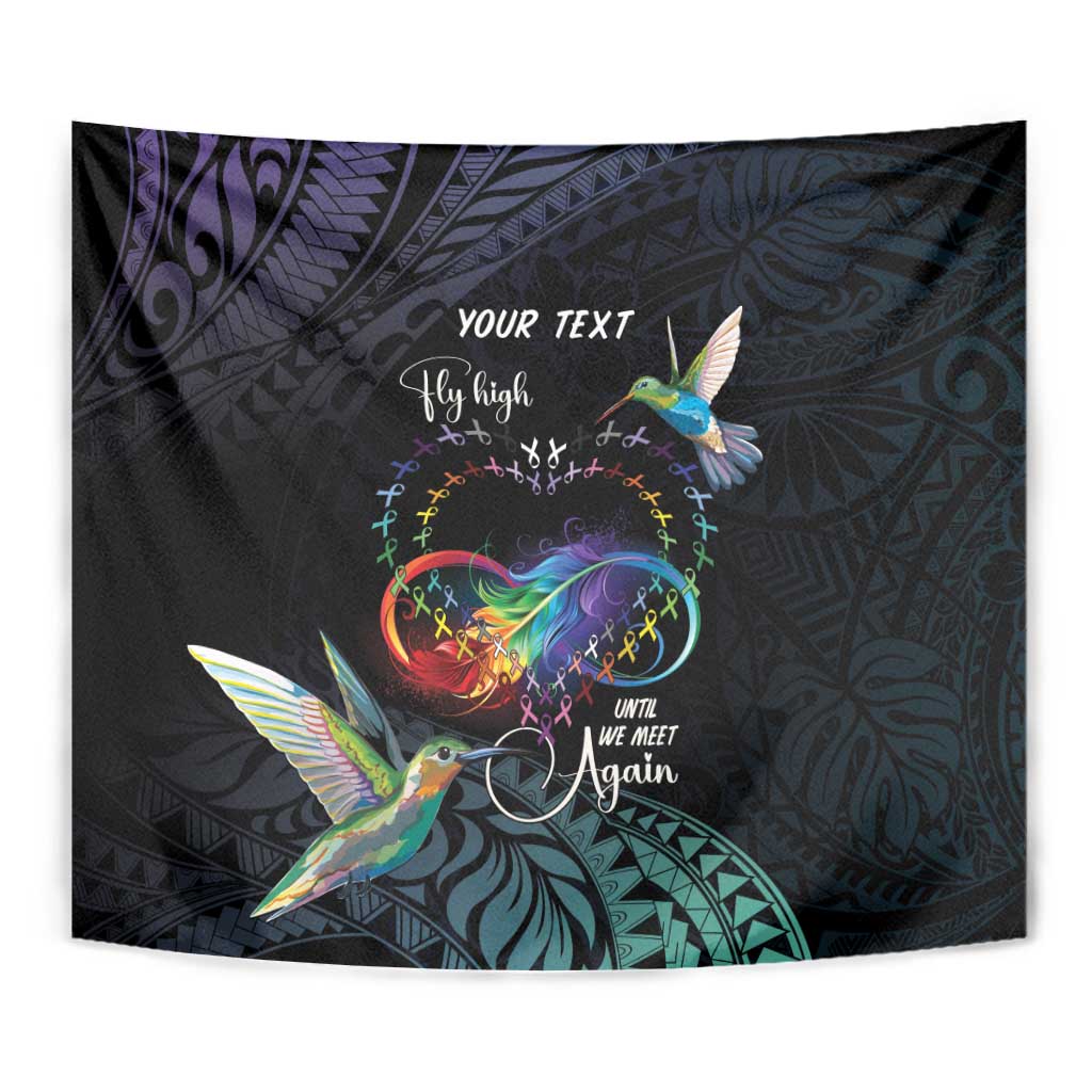 Polynesian Cancers Awareness Tapestry Hummingbird - Fly High Until We Meet Again