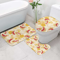 Beige Palaka Hawaii Aloha Bathroom Set Koi Pond Mix Ilima Flowers - Polynesian Pride