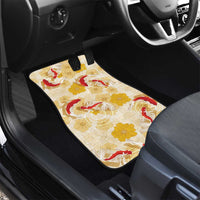 Beige Palaka Hawaii Aloha Car Mats Koi Pond Mix Ilima Flowers - Polynesian Pride