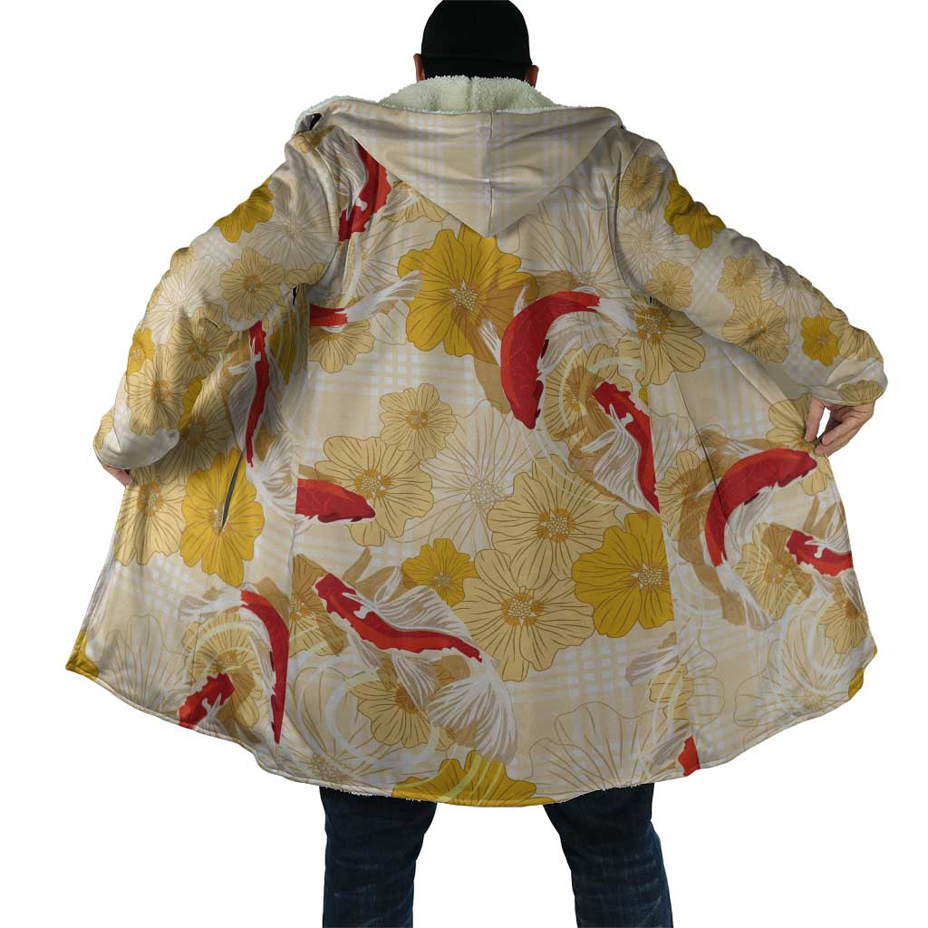 Beige Palaka Hawaii Aloha Cloak Koi Pond Mix Ilima Flowers - Polynesian Pride