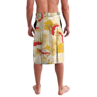 Beige Palaka Hawaii Aloha Lavalava Koi Pond Mix Ilima Flowers - Polynesian Pride