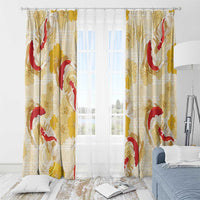 Beige Palaka Hawaii Aloha Window Curtain Koi Pond Mix Ilima Flowers - Polynesian Pride