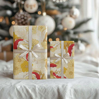 Beige Palaka Hawaii Aloha Wrapping Paper Koi Pond Mix Ilima Flowers