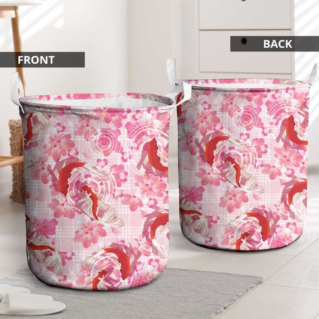Pink Palaka Hawaii Aloha Laundry Basket Koi Pond Mix Sakura - Polynesian Pride