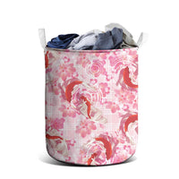 Pink Palaka Hawaii Aloha Laundry Basket Koi Pond Mix Sakura - Polynesian Pride