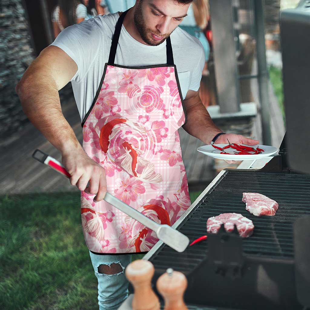 Pink Palaka Hawaii Aloha Apron Koi Pond Mix Sakura - Polynesian Pride