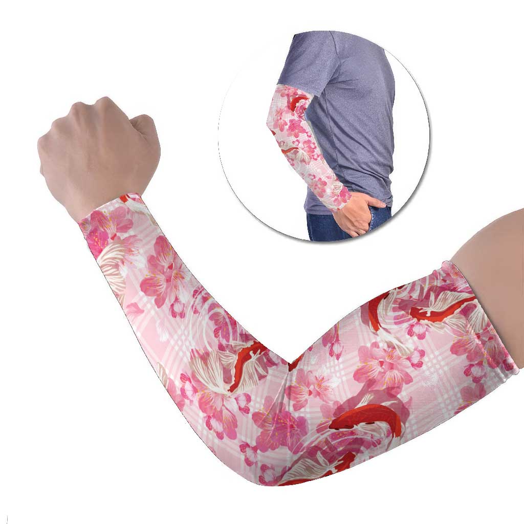 Pink Palaka Hawaii Aloha Arm Sleeves Koi Pond Mix Sakura - Polynesian Pride
