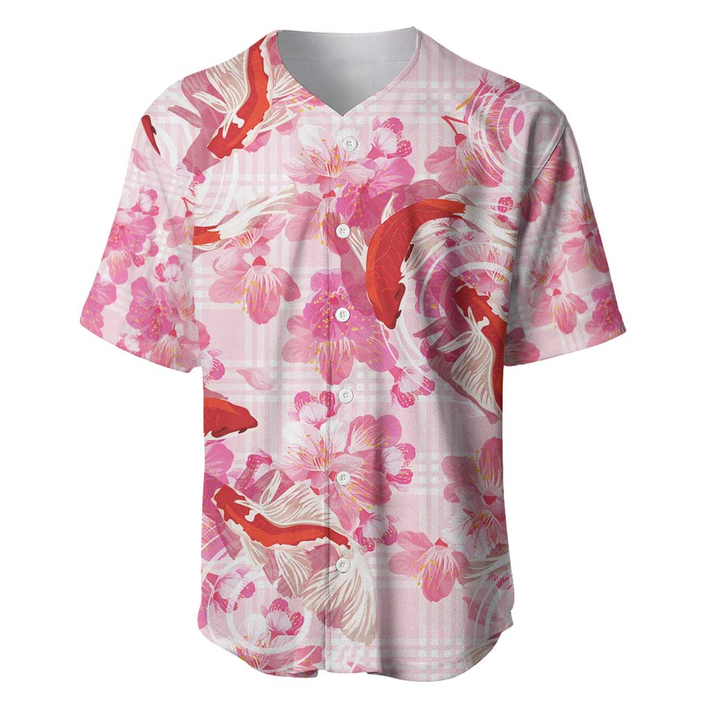 Pink Palaka Hawaii Aloha Baseball Jersey Koi Pond Mix Sakura - Polynesian Pride