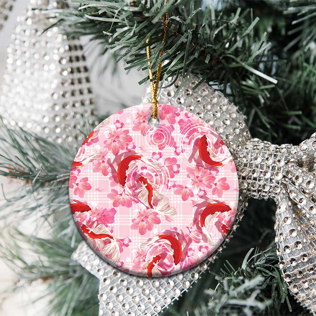 Pink Palaka Hawaii Aloha Ceramic Ornament Koi Pond Mix Sakura - Polynesian Pride
